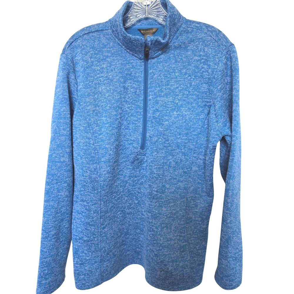 Bit & Bridle Womens Blue Marl Quarter Zip Pullover Sweater Fleece Lined Large